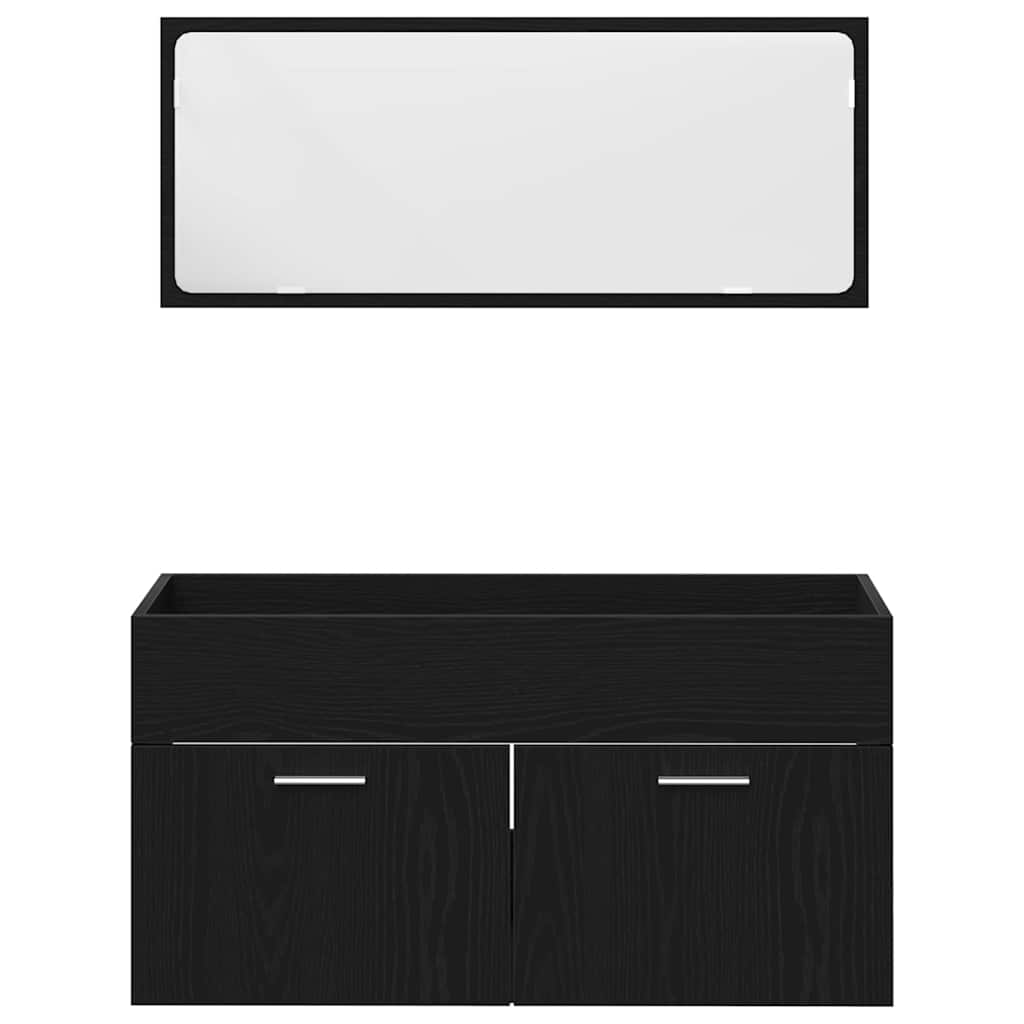 Bathroom Furniture Set 3 pcs Black Oak 90 x 38.5 x 46 cm